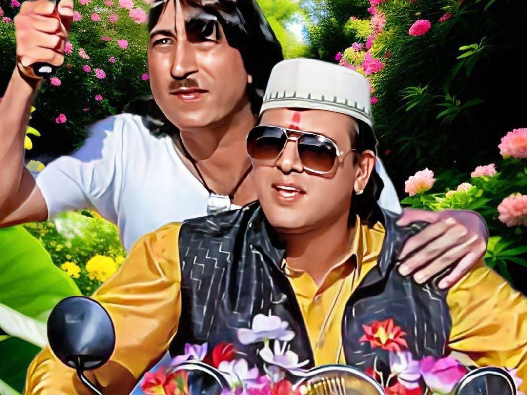 Govinda and Shakti Kapoor in Raja Babu