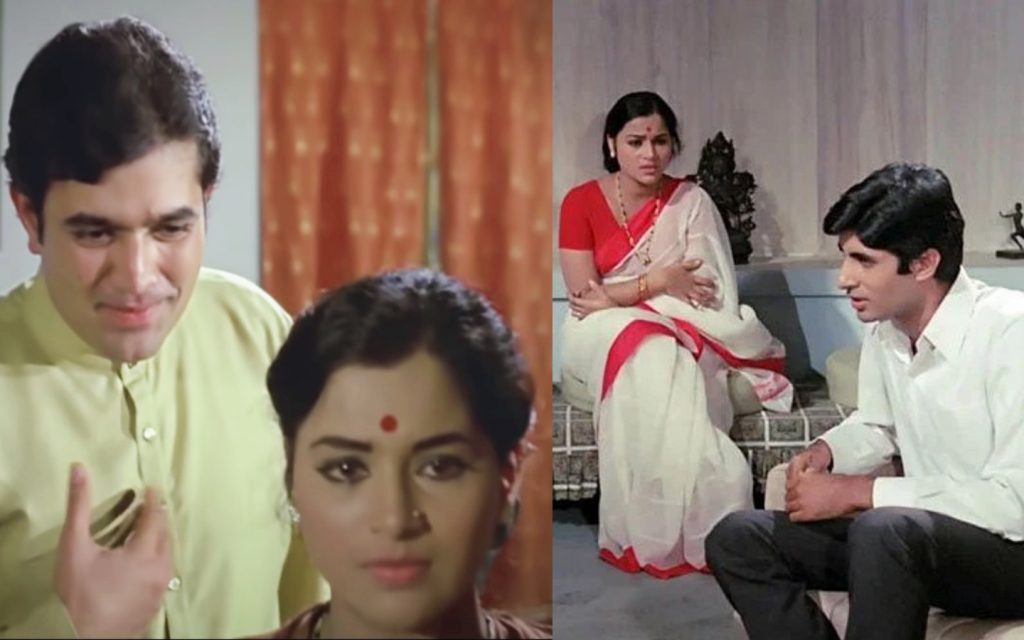 Seema Deo with Rajesh Khanna and Amitabh Bachchan in emotional scenes: Anand Movie
