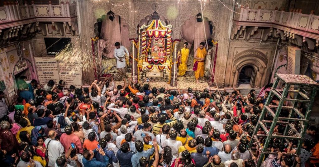 Mystical statue at Shri Radha Raman Mandir in Vrindavan which smiles